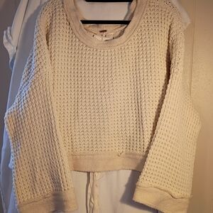 Free People Cream Waffle Knit Sweater